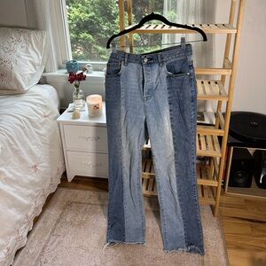 pacing two tone jeans